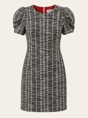 Shelby & Palmer Plaid Tweed Puff Sleeve Mini Dress Size 6